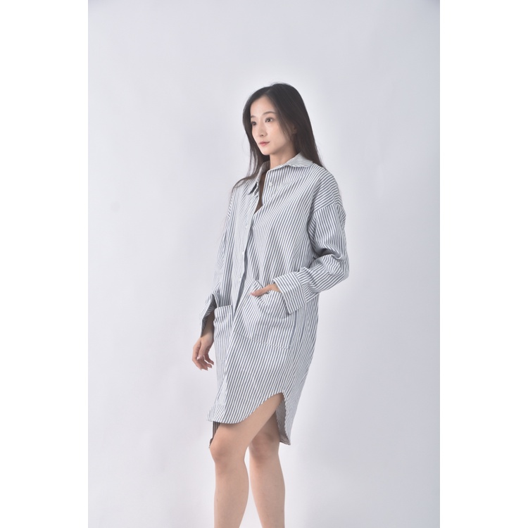 (L) im條紋藍色洋裝二手衣, , large