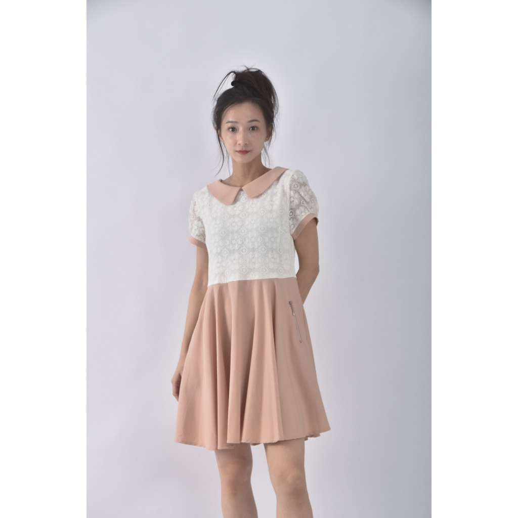 (S) 0918質感拼接粉色洋裝二手衣, , large