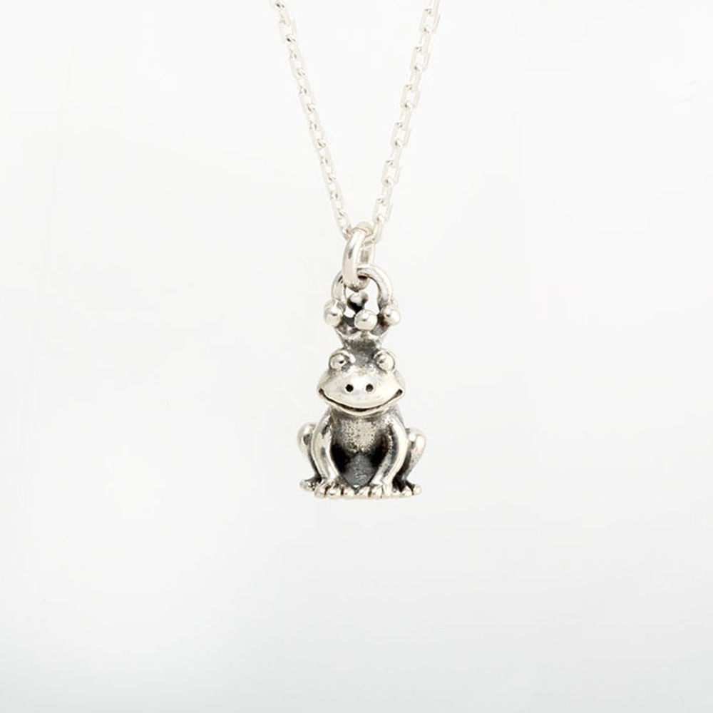 【Angel & Me】Cute Frog Prince s925 sterling silver necklace Birthday gift, , large