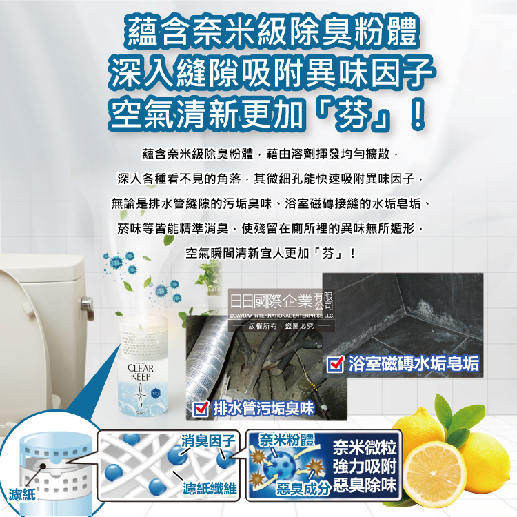 [日日好物]日本ST雞仔牌-CLEAR KEEP浴室廁所3倍消臭力檸檬酸奈米除臭芳香劑400ml/罐-皂香藍(如廁淨味空氣清新劑,清除異味浴廁芳香劑,衛浴脫臭去味擴香), , large