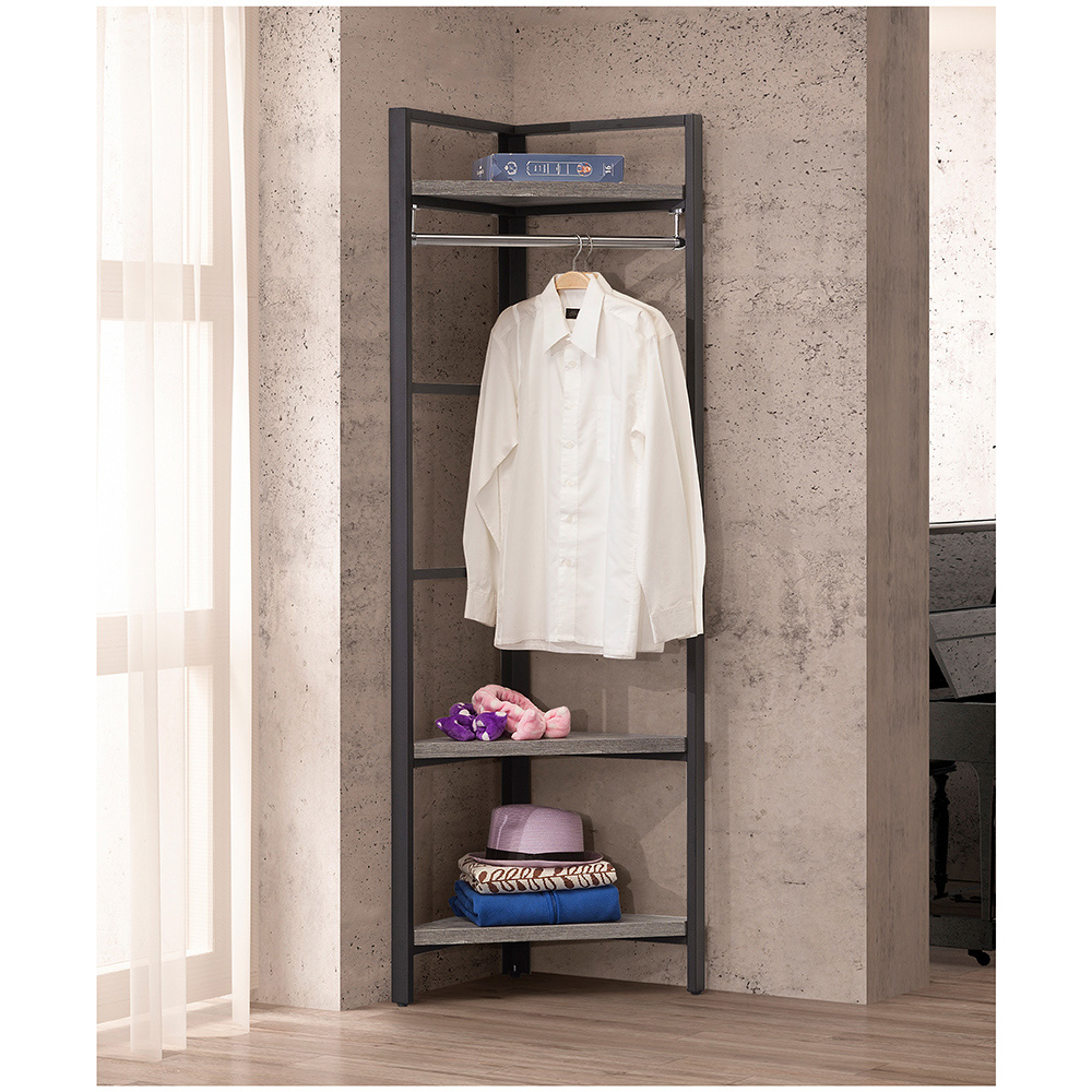 【唯熙傢俱】安迪工業風灰橡色衣角架, , large