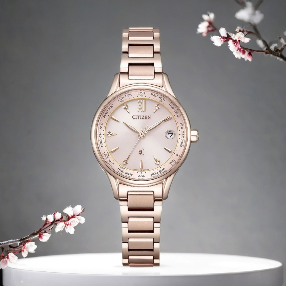 CITIZEN 星辰 Hebe田馥甄廣告款 XC 台灣限定 光動能電波萬年曆女錶 EC1193-55X, , large