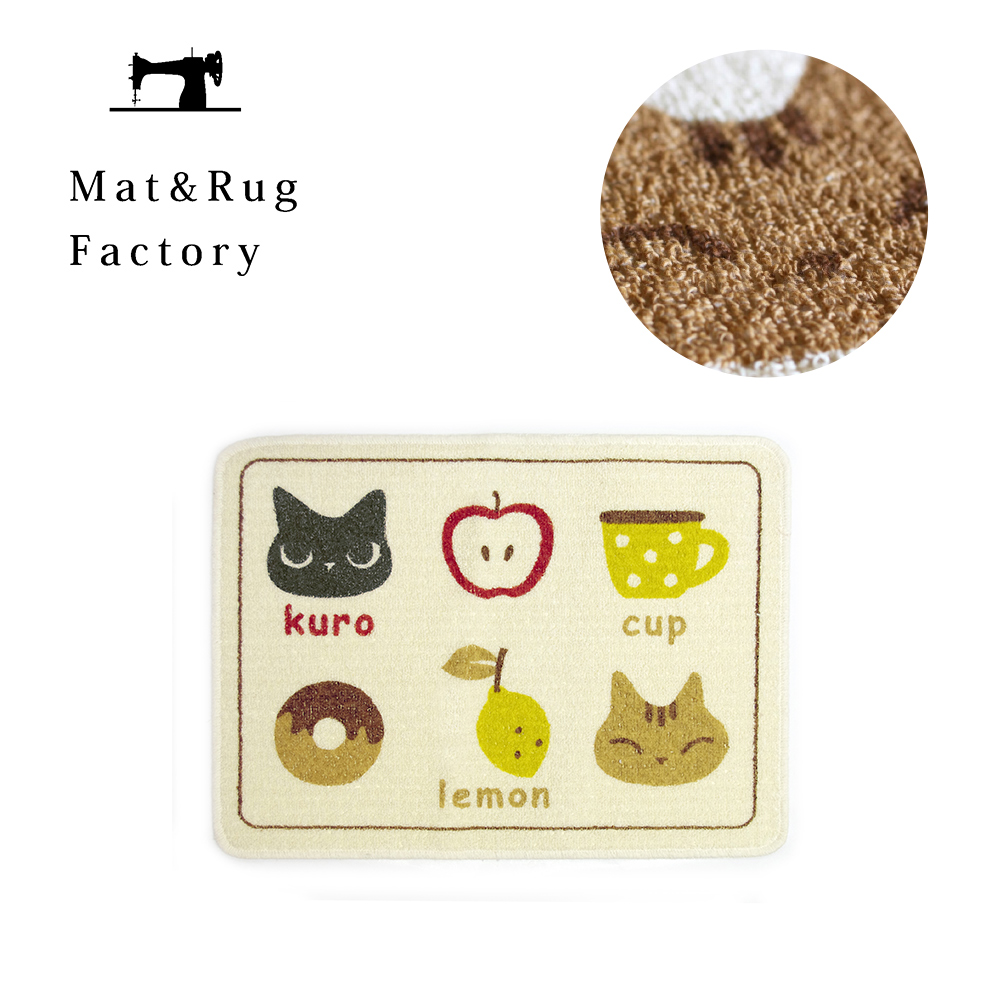 【日本Oka】日本製再生印花廚房地墊45×60cm(貓咪手札款/可機洗/厚4mm), , large