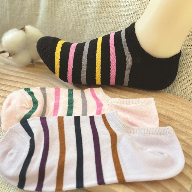 [Kaimei Cotton Industry] 10 pairs set, random and excellent, MIT made in Taiwan, combed cotton, women's version of right-angle socks, youthful stripes, , large