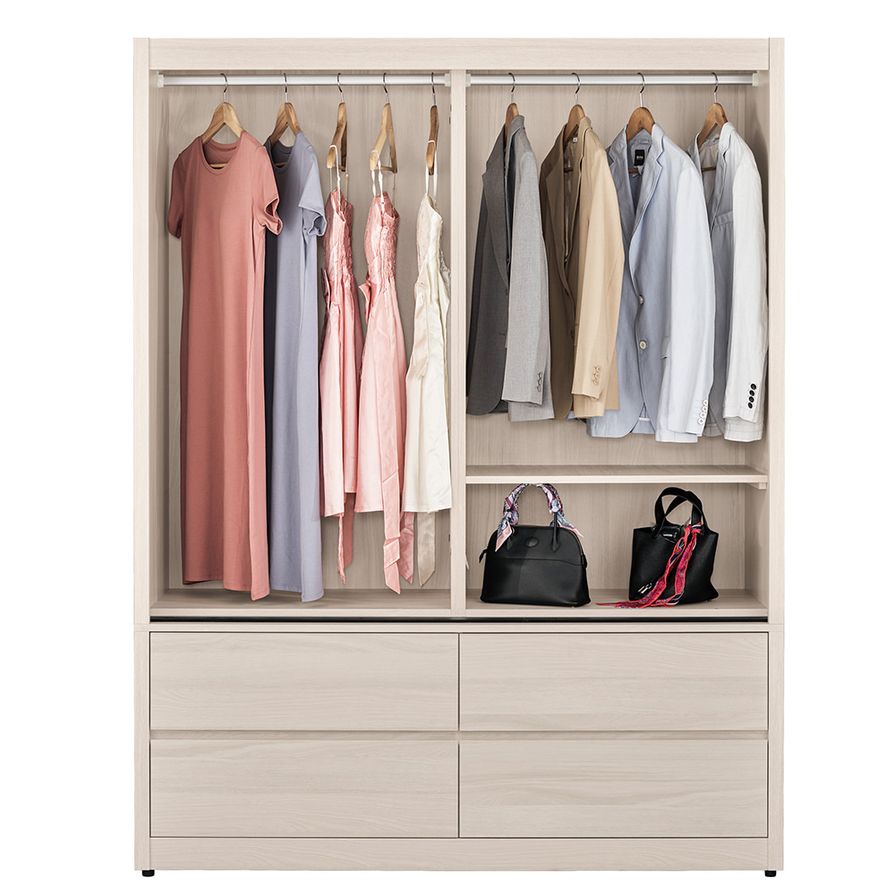 【Hampton 漢汀堡】布莉坦妮5尺四抽拉門衣櫥, , large