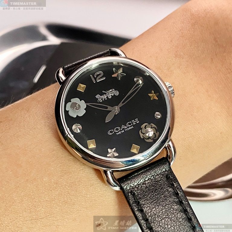 [星晴錶業]COACH手錶,36mm,CH00115黑色錶面銀錶殼深黑色真皮皮革錶帶款, , large
