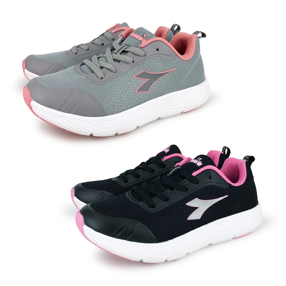 DIADORA迪亞多那 女專業輕量慢跑鞋 女運動鞋 女鞋 護趾 輕盈 透氣 吸濕 排汗 Q彈 緩震 減壓 止滑 灰 黑, 灰, large