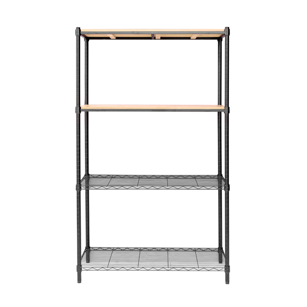 【Y HOUSE】90x45x150cm pine four-layer storage rack rack iron rack - black wood, , large