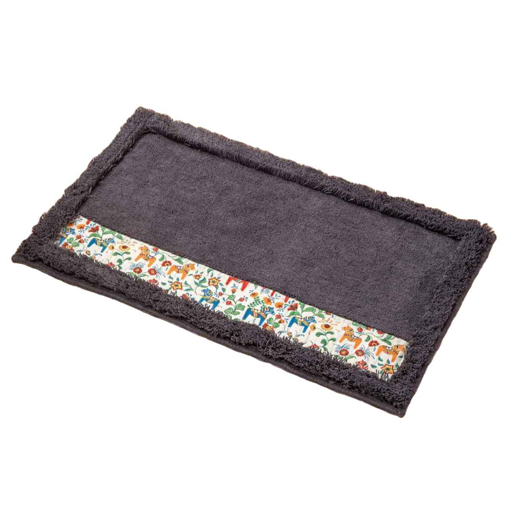 【HASHIZUME】Japan-Made Antibacterial & Deodorant Kitchen Mat 50×80cm – Dark Gray (Nordic-Style Lucky Horse / Non-Slip Design / Machine-Washable), , large