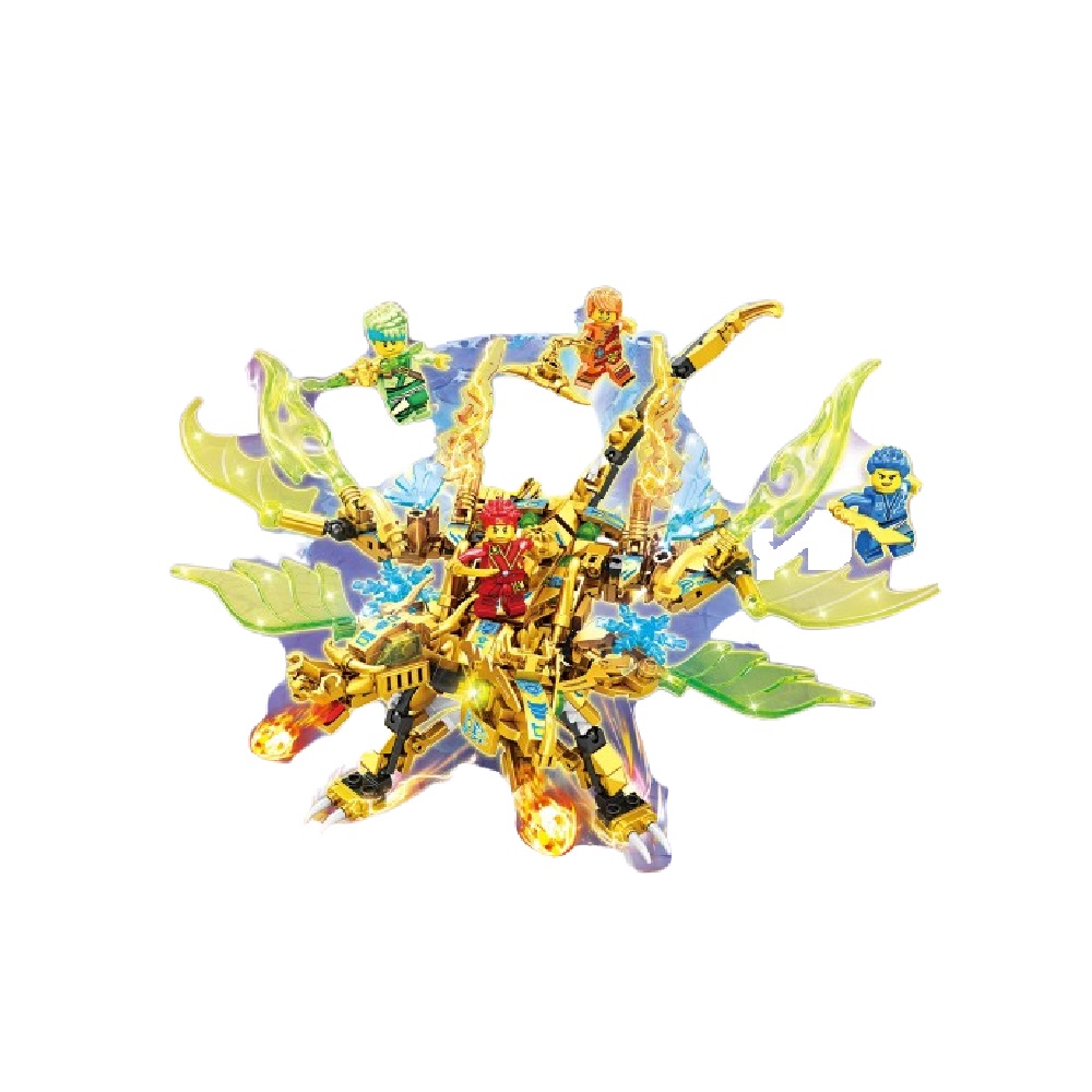  [Brick Republic]LE DI PIN LE7091 Golden Ninja Dragon &ndash; Set of 4 (Educational Building Blocks)