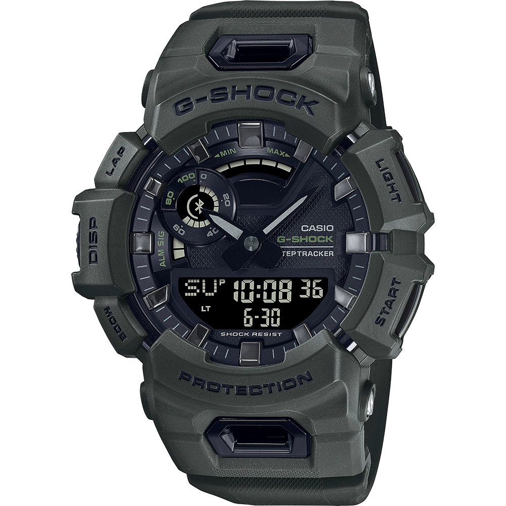 CASIO 卡西歐 G-SHOCK 運動生活藍芽多功能手錶-墨綠 GBA-900UU-3A, , large
