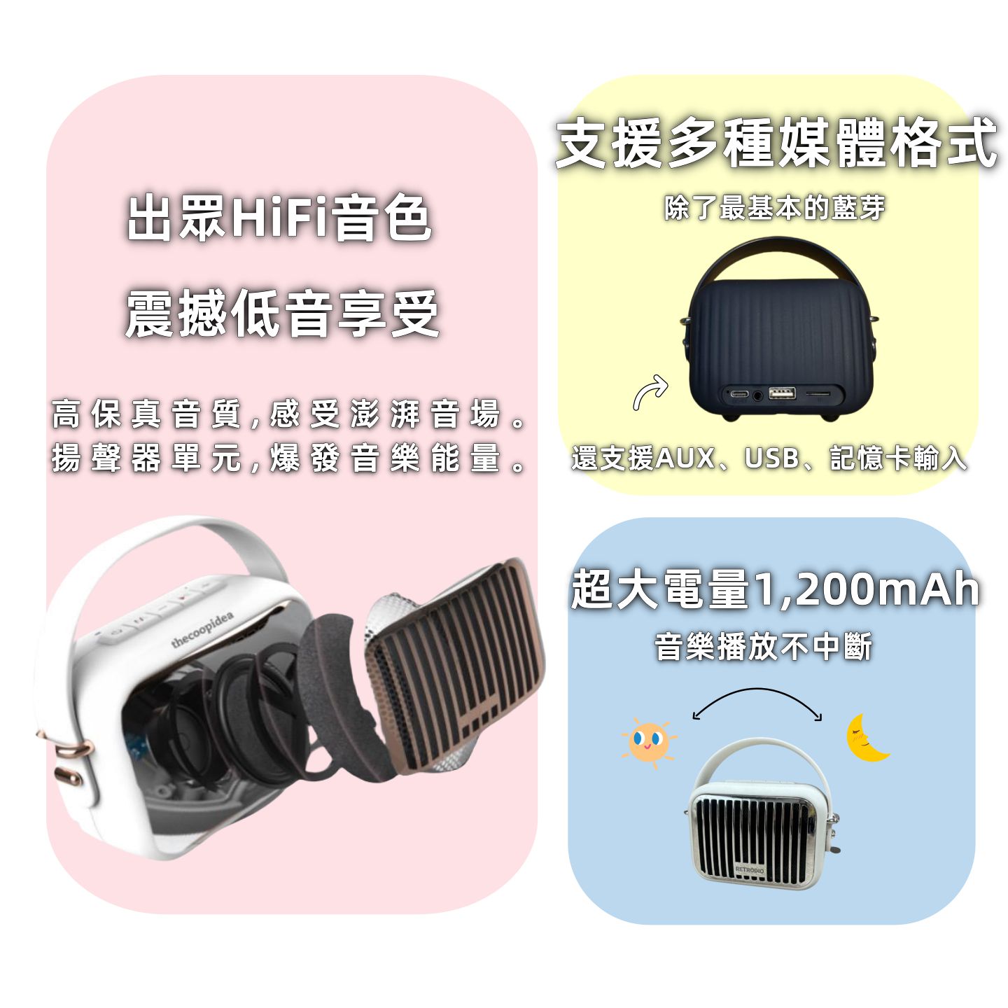 thecoopidea RETRODIO 復古藍牙喇叭 無線/FM廣播/USB播放 Type-C充電, , large
