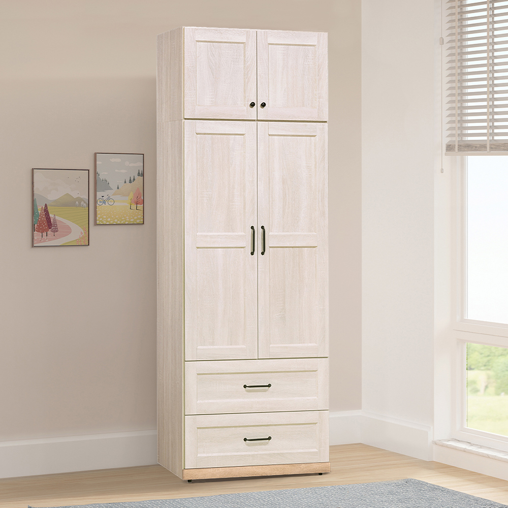 【唯熙傢俱】查理白橡色2.6尺抽屜衣櫃, , large