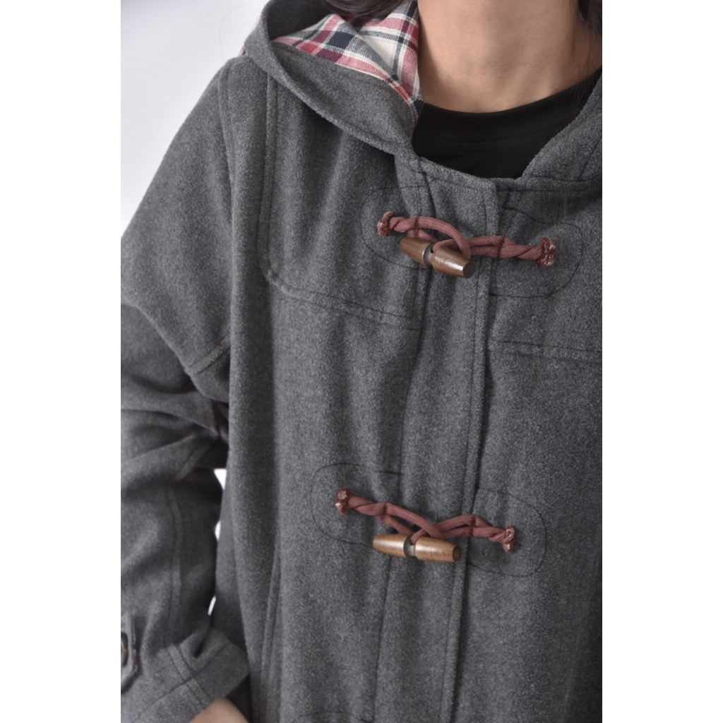 (XL) lativ質感格紋灰色外套二手衣, , large