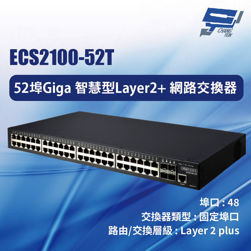 昌運監視器 Edge-corE Edgecore ECS2100-52T 52埠Giga智慧型Layer2+網路交換器