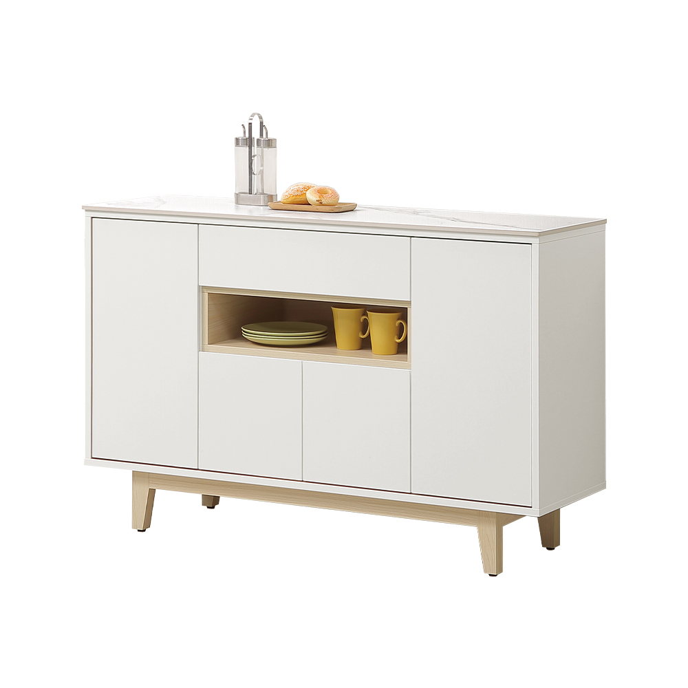 【唯熙傢俱】羅伊原木雙色4尺岩板餐櫃