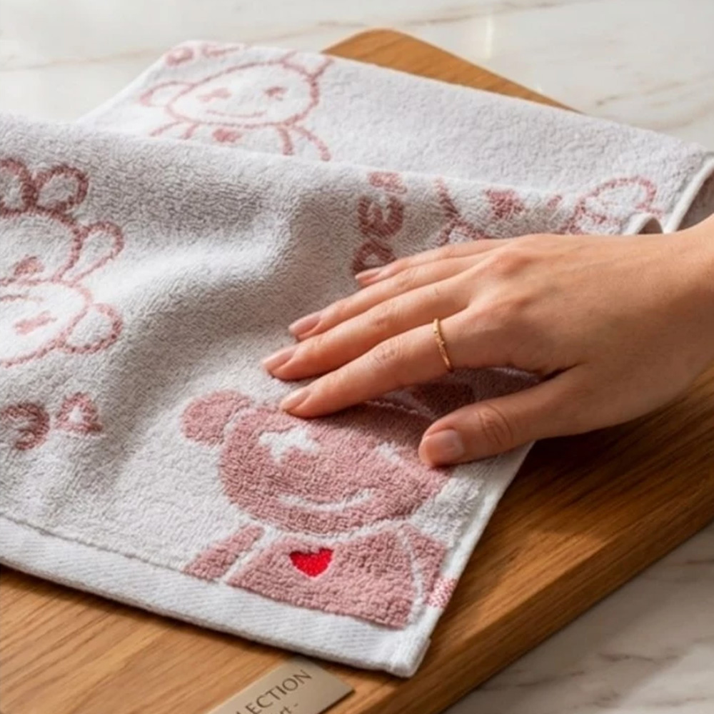 [Kaimei Cotton Industry] Randomly excellent pure cotton untwisted yarn absorbent children's towel/bath towel/face towel-Punk Bear, , large