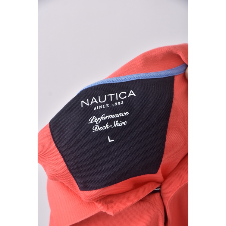(L) nautica質感棉質橘色短袖上衣二手衣, , large