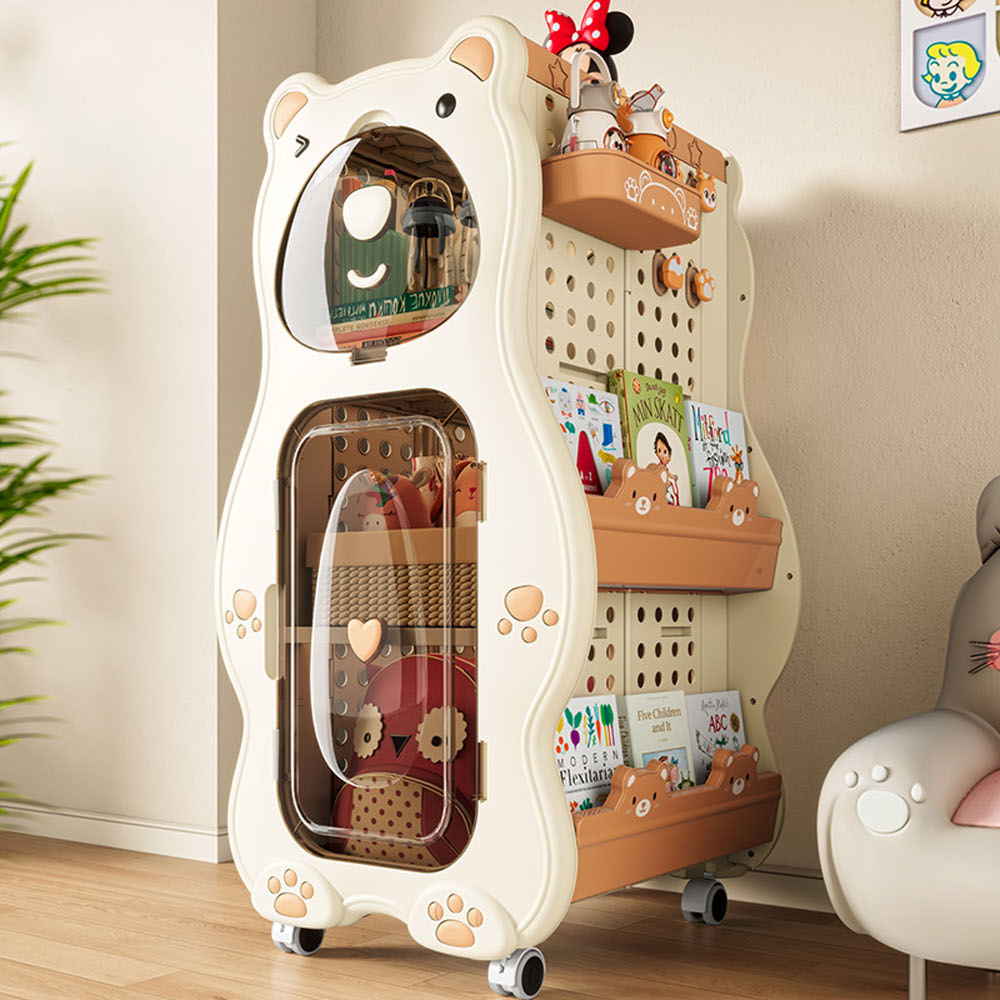 【AOTTO】小熊造型附輪洞洞板折疊收納櫃(AS-210), , large