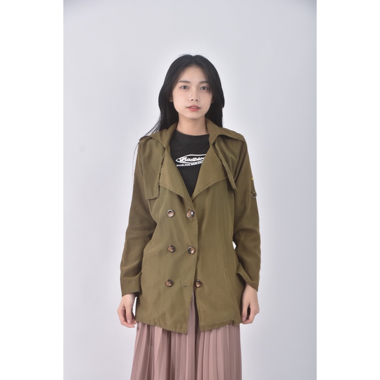 (S) 倩倩服飾排扣綠色外套二手衣, , large
