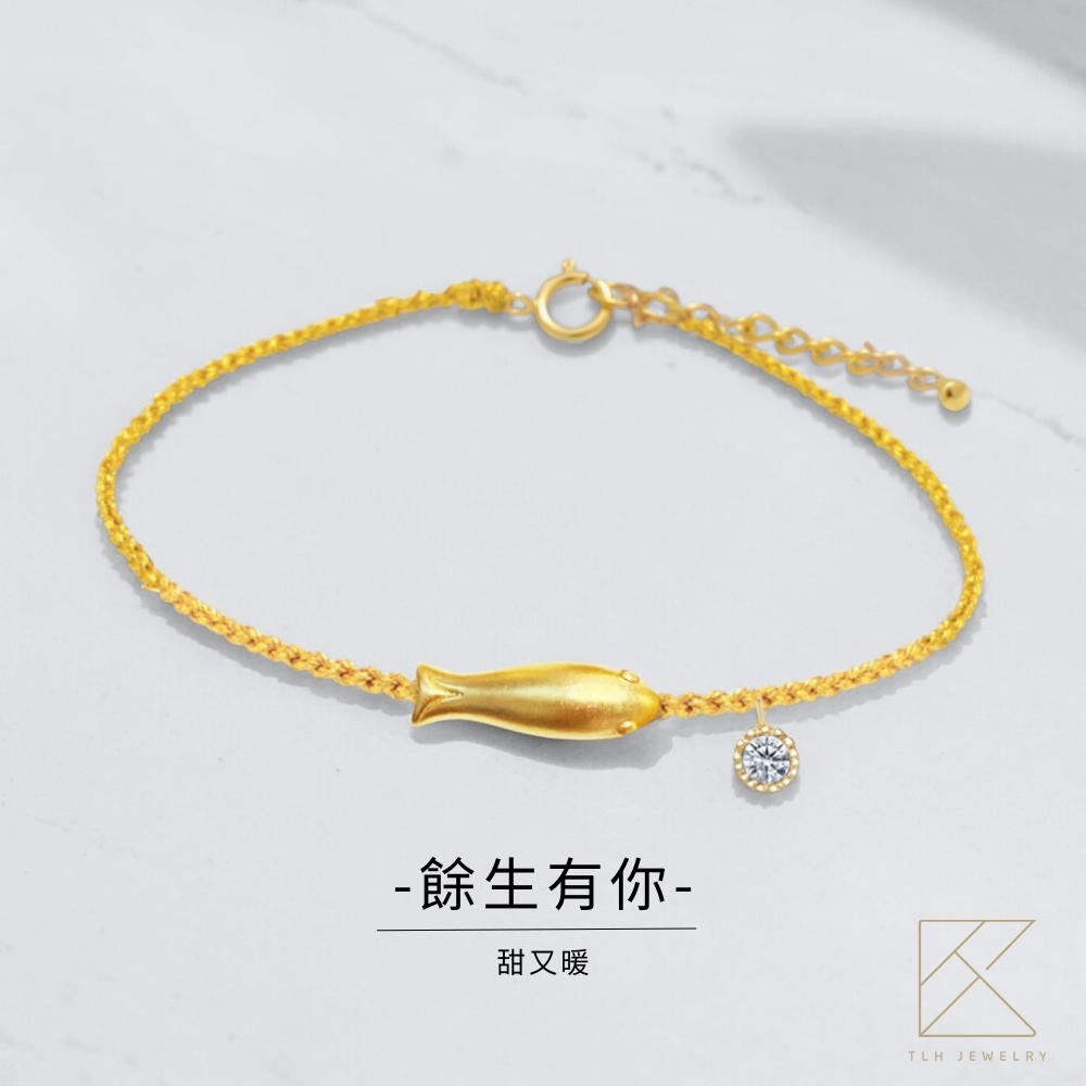 【TLH】黃金墜手鍊 純金999 多選 好運無限 開運水晶 約重0.05錢±0.02, , large