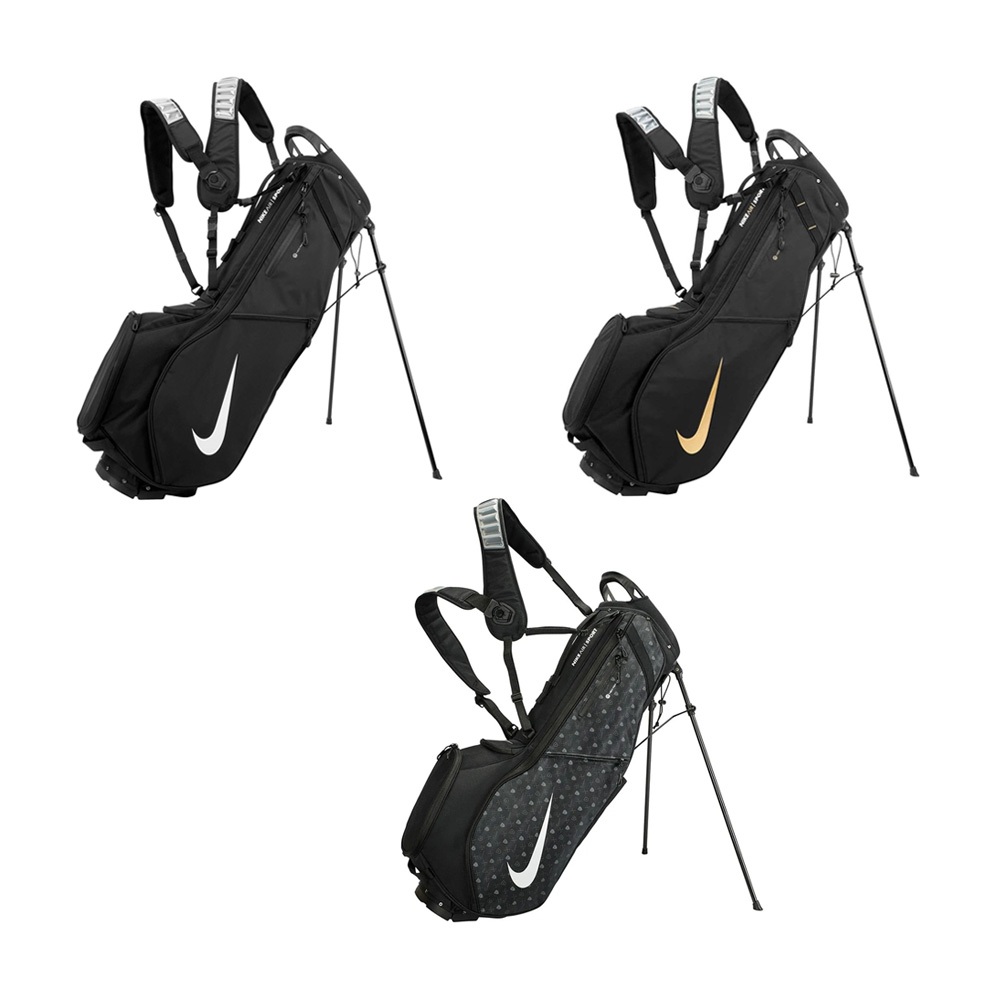 NIKE AIR SPORT 2 腳架袋 球桿袋 高爾夫球袋 4格 防水罩 雙背帶 可拆球袋 耐用束帶 黑 黑金 鐵灰, , large