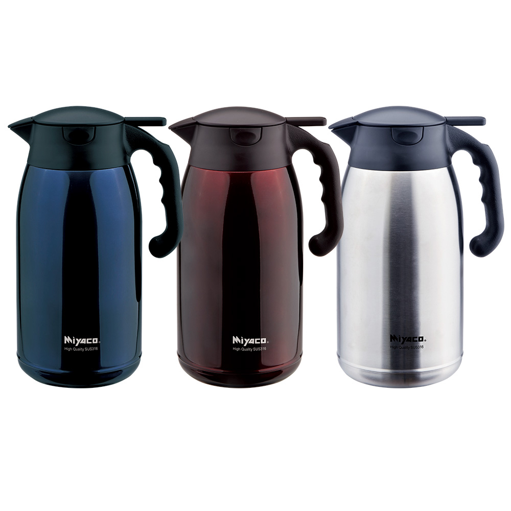 Miyaco 米雅可 經典316不鏽鋼按壓式真空保溫壺 不鏽鋼2.0L-Leidea樂德兒