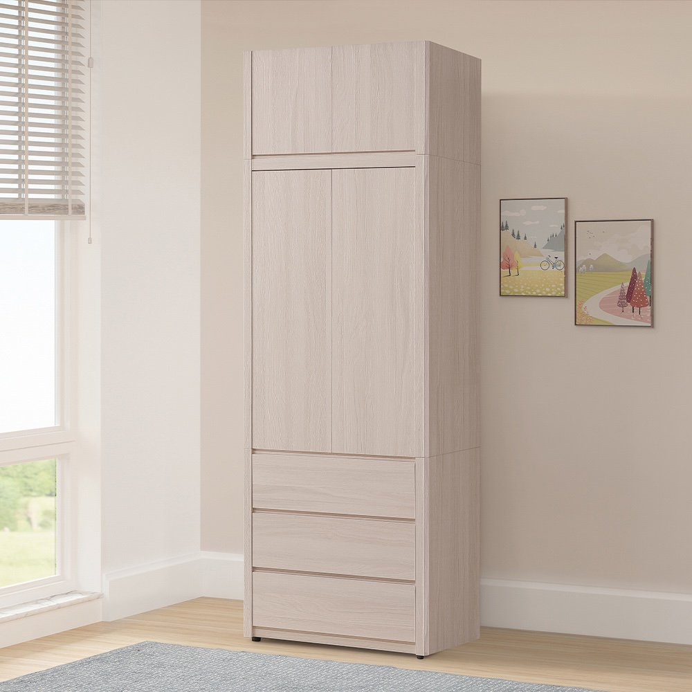 【唯熙傢俱】馬修斯橡木白2.7x8.2尺衣櫃, , large