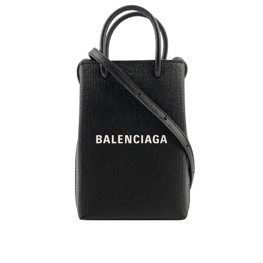 BALENCIAGA Logo購物手機袋/黑色, , large