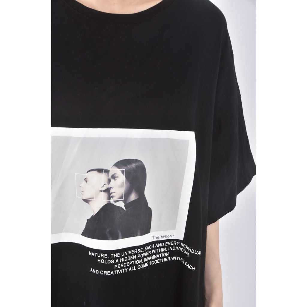 (L) s deer質感棉質印花黑色洋裝二手衣, , large