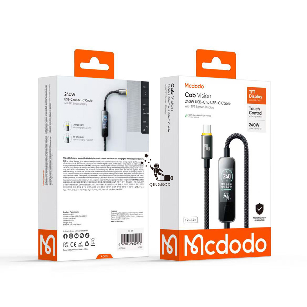 Mcdodo Cab Vision 240W USB-C to USB-C Cable with TFT Screen Display, , large