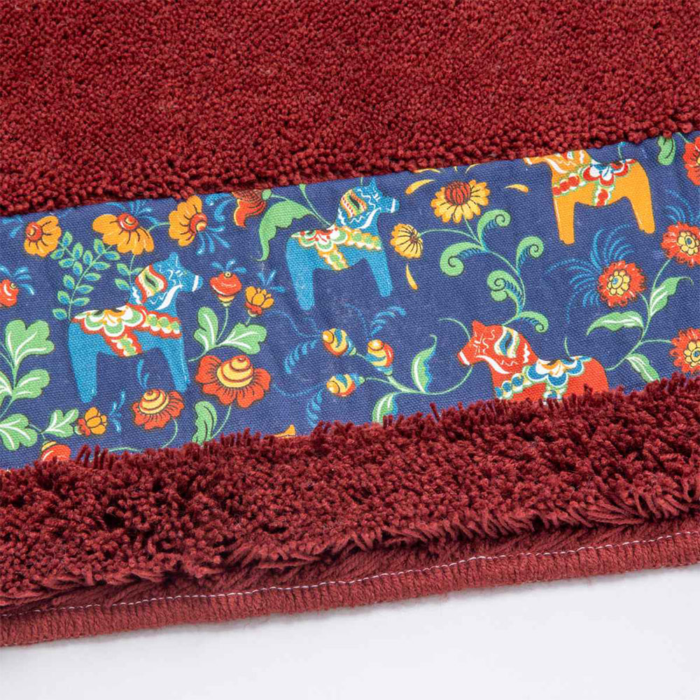 【HASHIZUME】Japan-Made Antibacterial & Deodorant Kitchen Mat 50×210cm – Wine Red (Nordic-Style Lucky Horse / Non-Slip Design / Machine-Washable), , large