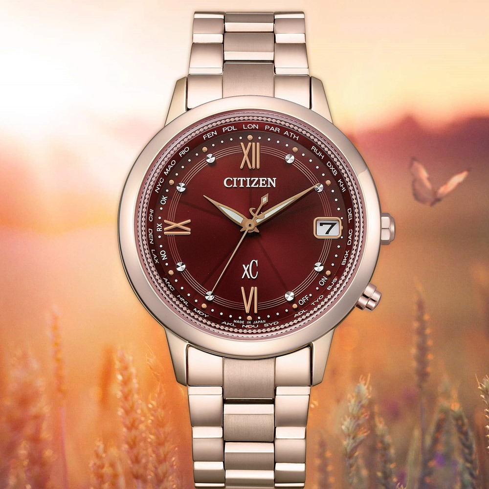 CITIZEN星辰 XC Hebe田馥甄廣告款 鈦 光動能電波女錶 CB1136-50W, , large