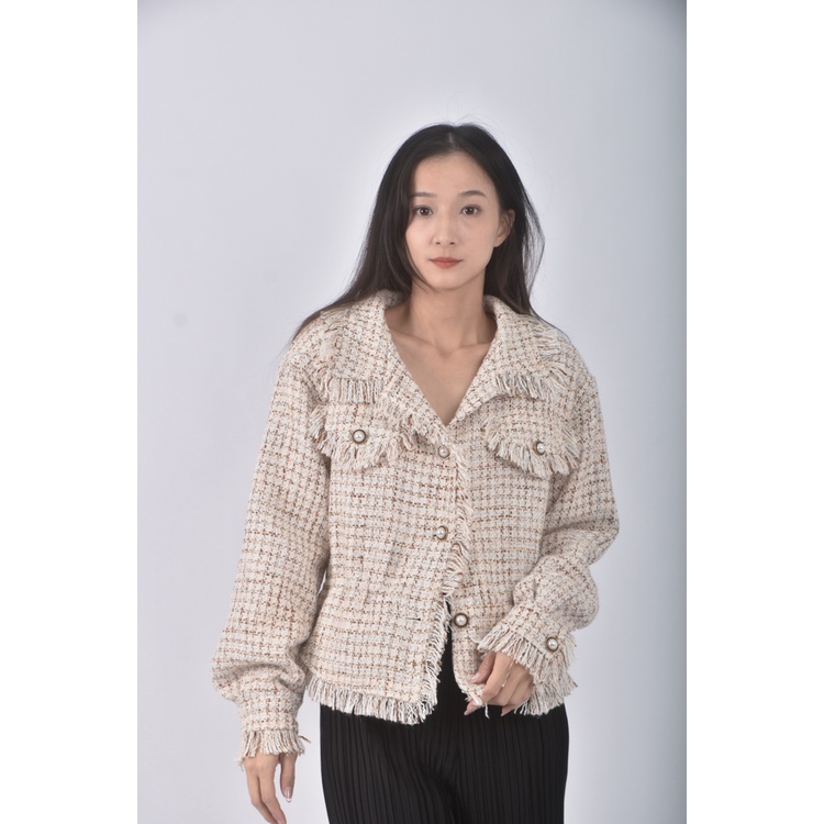 (L) lovfee質感小香風杏色外套二手衣, , large