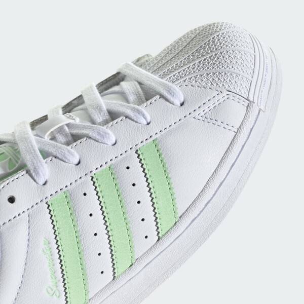 Kixpress-Adidas Superstar W 女 休閒鞋 經典 復古 三葉草 貝殼頭 穿搭 白 淺綠 [IE3005], , large