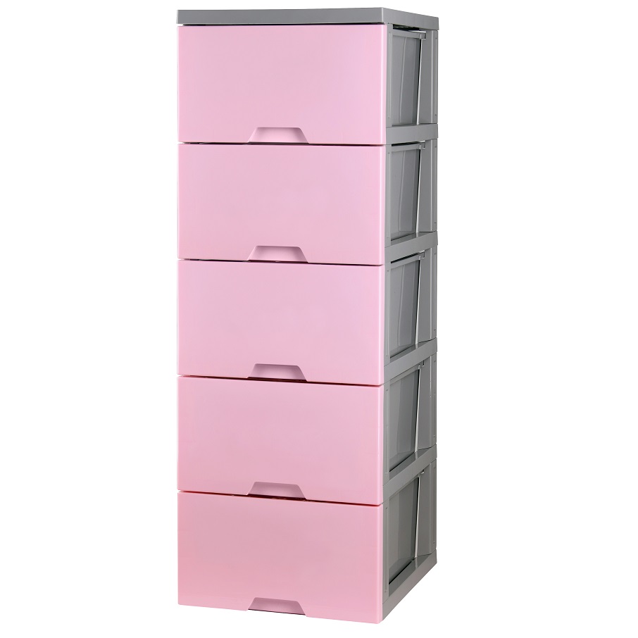 馬卡龍收納櫃五層-無輪, 粉紅色, large