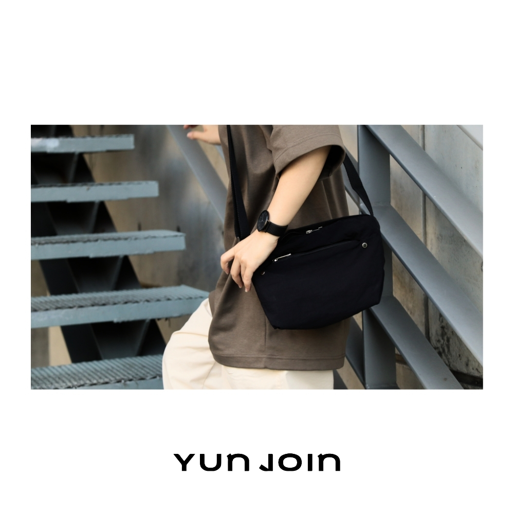 【YUN JOIN】AIRFLOW 多層梯形斜肩包-黑色 側背包 小包 肩背包 城市簡約 日韓系 隨身包, , large