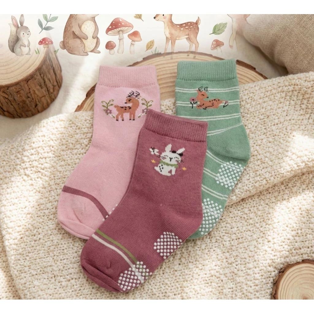 Kaimei Cotton Industry 10 pairs of random excellent pure cotton non-slip children's socks, forest cute pet style, animal children's socks, cartoon children's socks, cute socks, boys and girls socks, rabbit and small flowers, 9-13cm, , large