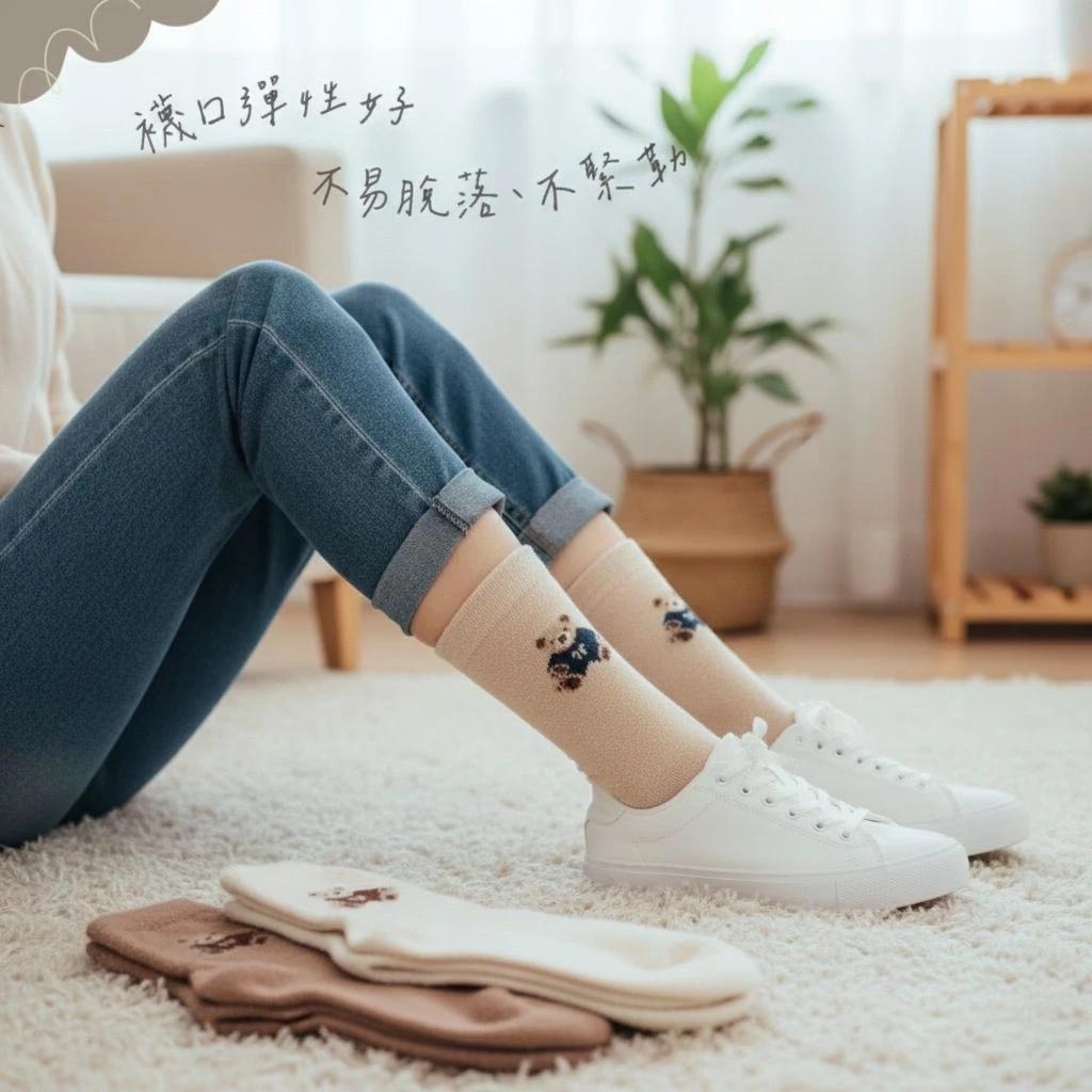 [凱美棉業]冬季限定暖暖羊羔絨襪-可愛小熊款 女款毛襪 冬日防寒襪, , large