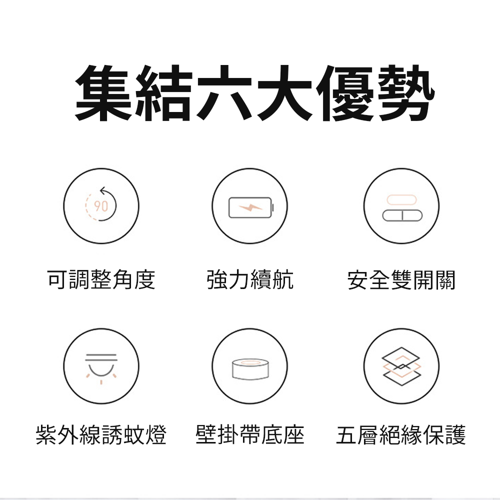 任意揮【90度轉向 電蚊拍 捕蚊燈】無死角滅蚊 牆面 斜角 充電式 輕鬆殺 登革熱 家用 旅館 飯店 除紋 壁掛 直立, , large