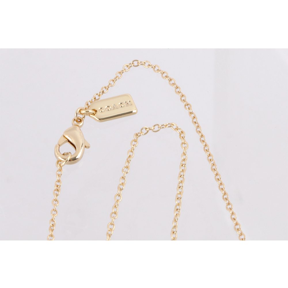 COACH 水鑽及玻璃珍珠連扣圓圈項鍊(金色), , large