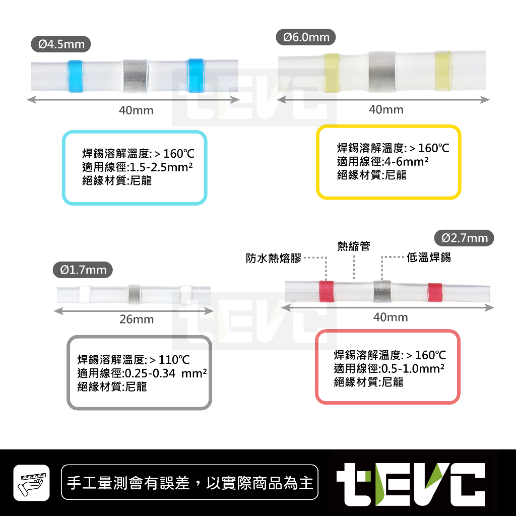 《tevc》K020 Solderless Artifact Heat Shrink Tube Solderless DIY-Green (1.5-2.5mm&sup2;), , large