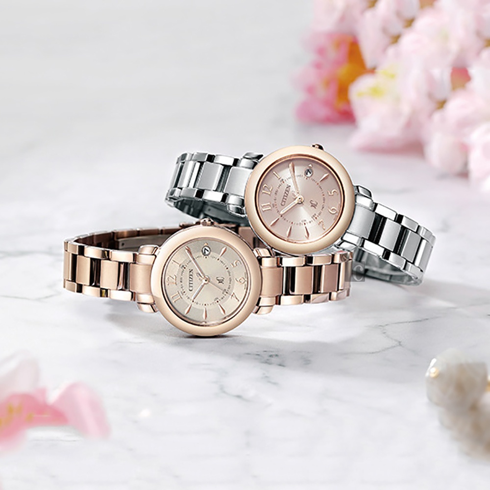 CITIZEN 星辰 XC 限定 鈦 光動能電波萬年曆女錶 ES9446-54W, , large