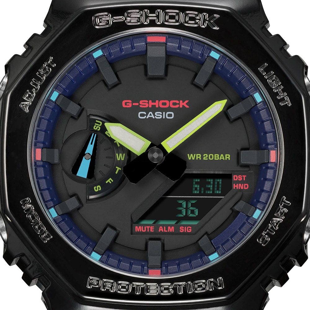 CASIO 卡西歐 G-SHOCK AI 探索虛擬彩虹系列雙顯錶 GA-2100RGB-1A, , large
