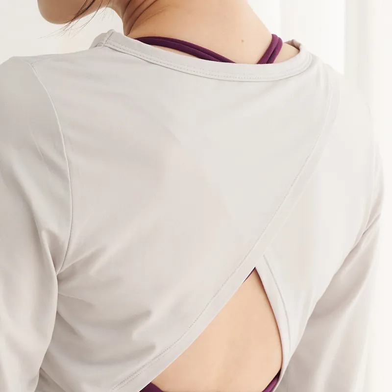 YOGA FLOW Ballet Tied Shirt - 綁帶蝴蝶結罩衫 - 慕泥灰 Grey Light, , large