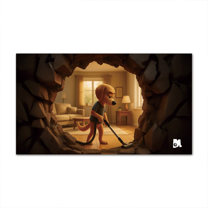 【Monster】 3D Scene Desk Mat (60x34cm) &ndash; Sweeping Dog