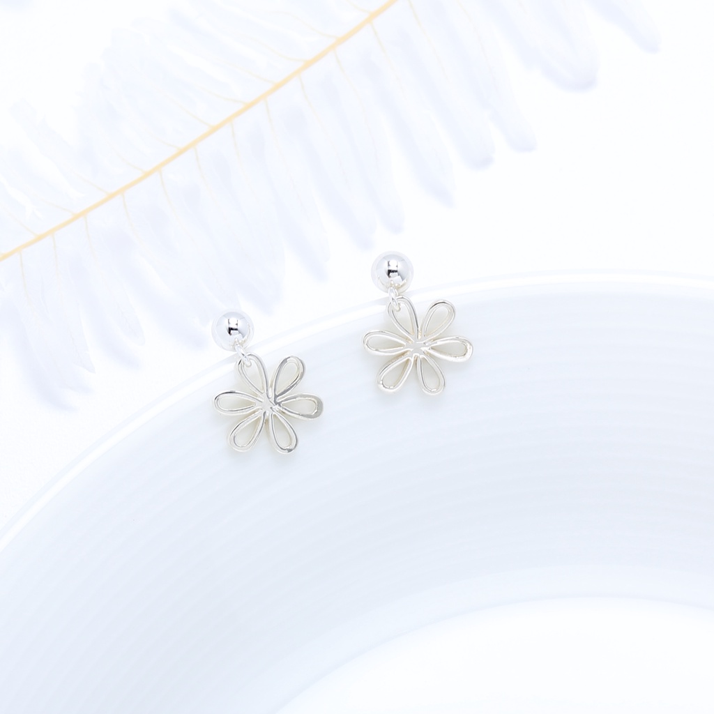 【Angel & Me】可愛 小雛菊 花朵 s925 純銀 一對 耳環 耳夾 禮物, , large
