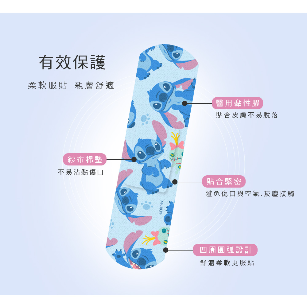 迪士尼 小熊維尼 史迪奇OK繃 (20入) 人魚漢頓貼繃【旺達棉品】LH-OK02, , large