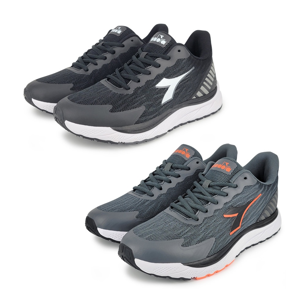 DIADORA迪亞多那 輕量寬楦慢跑男鞋 男運動鞋 高腳背 反光 透氣 緹花網布 吸震 回彈 減壓 緩震 防滑 黑 灰