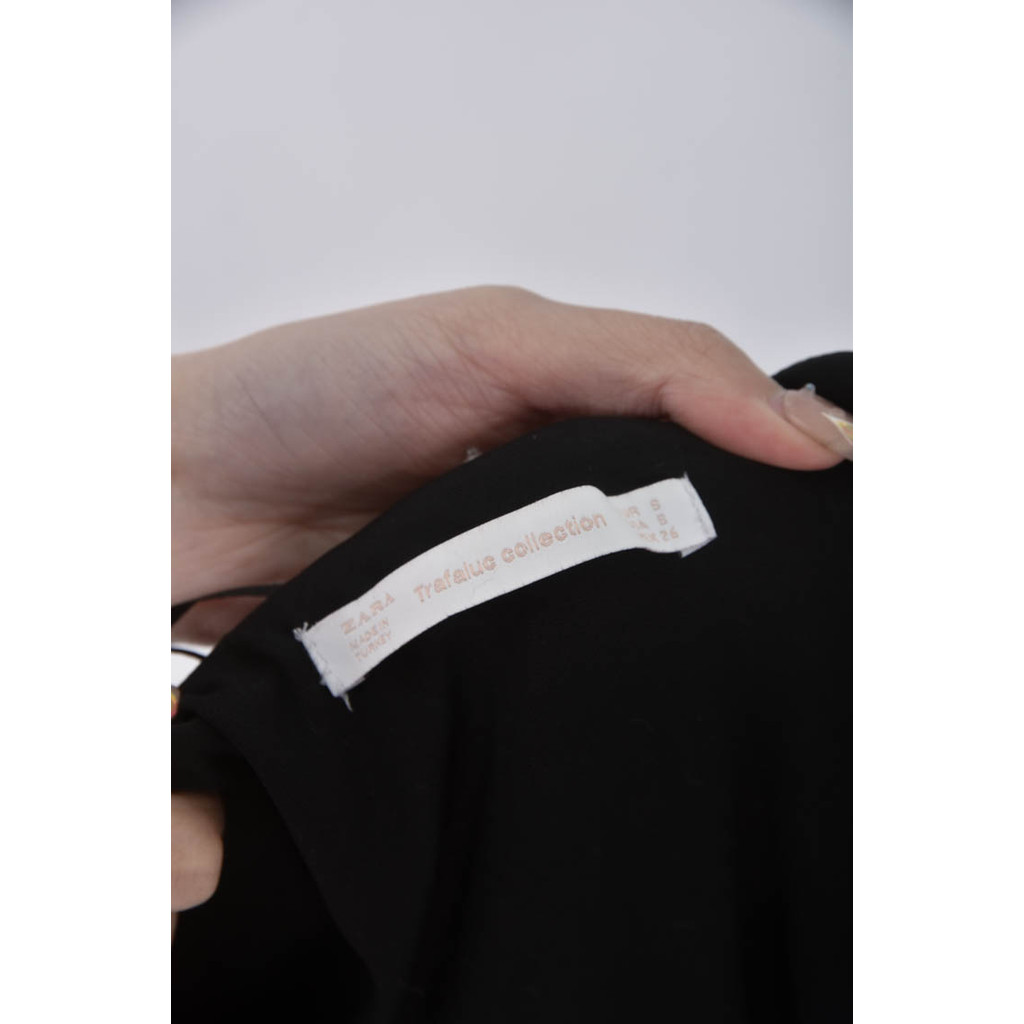 (S) zara格紋寬鬆白色洋裝二手衣, , large